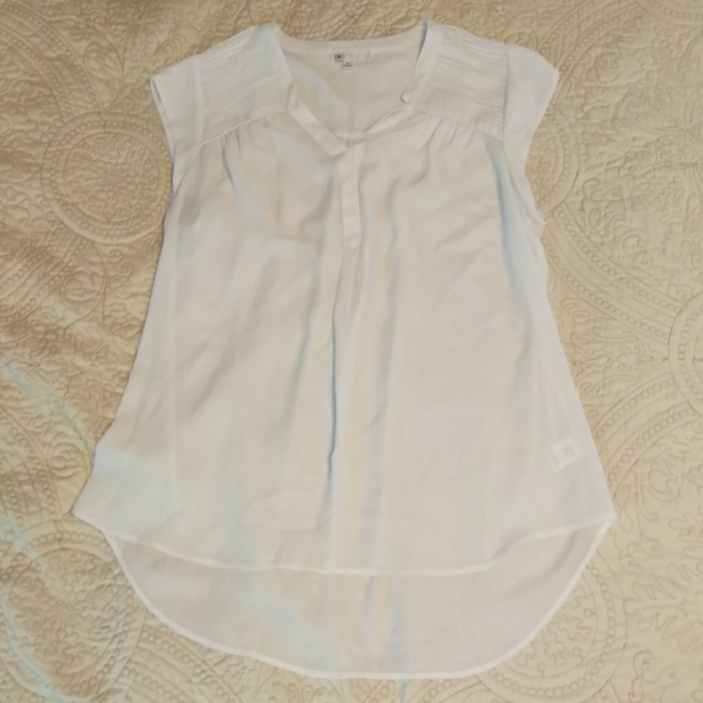 White Blouse with Pintucked Shoulder